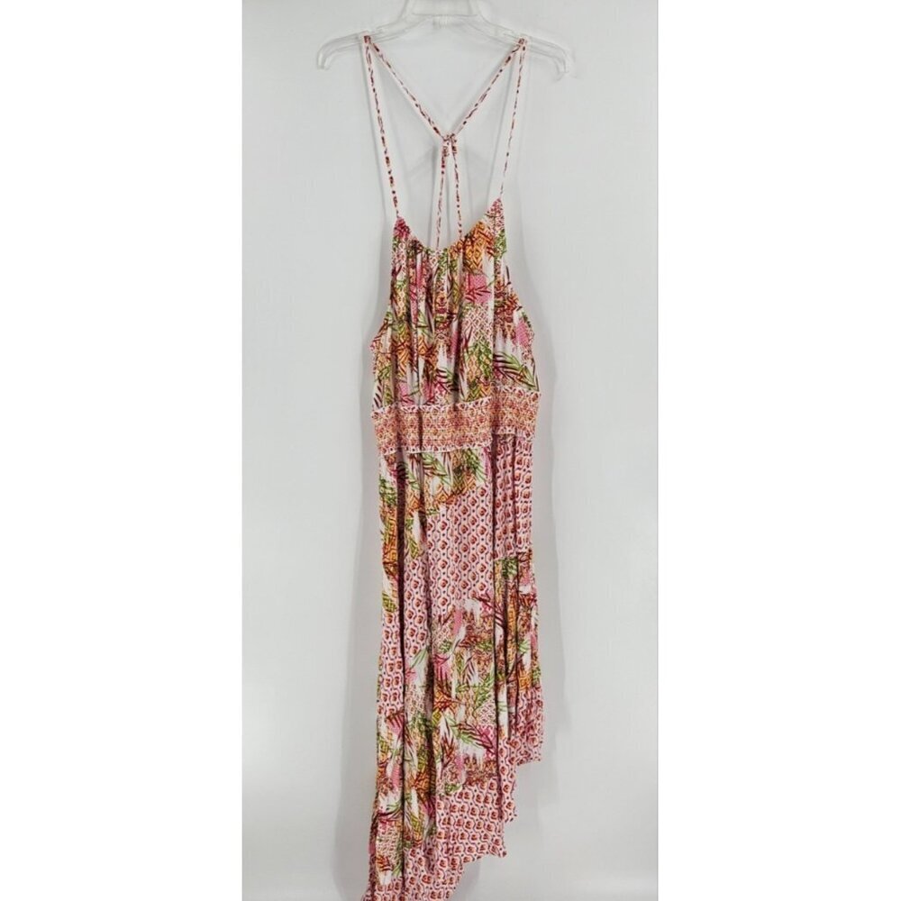 Cato NWT Sz 26/28 Tropical Escape Keyhole Front Asymmetric Hemline Maxi Dress